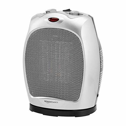 Picture of Amazon Basics 1500W Oscillating Ceramic Heater with Adjustable Thermostat, Silver