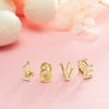 Picture of Initial Stud Earrings for Women 14K Gold Plated Letter A Earrings Valentine's Day Jewelry Gifts
