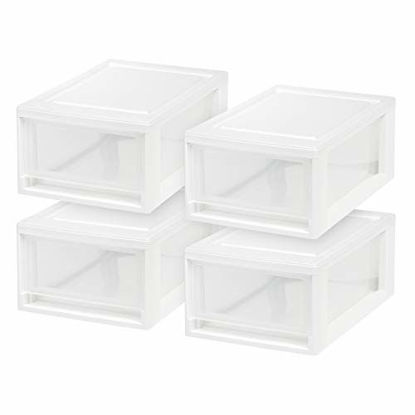 Picture of IRIS USA MSD-1 Compact Stacking Drawer, White, 6 Quart, 4-Pack