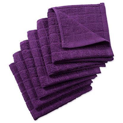 Picture of DII Cotton Terry Windowpane Dish Cloths, 12 x 12" Set of 6, Machine Washable and Ultra Absorbent Kitchen Bar Towels-Solid Eggplant