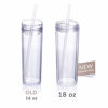 Picture of Cupture Skinny Acrylic Tumbler Cups with Straws - 18 oz, 8 Pack (Clear)