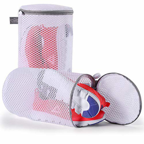 Picture of Kimmama Shoes Wash Bags Sneaker Mesh Washing Cleaning Bag 125gsm Net Fabric Durable and Reusable Wash Bag,Travel Organization Bag (7"×15")