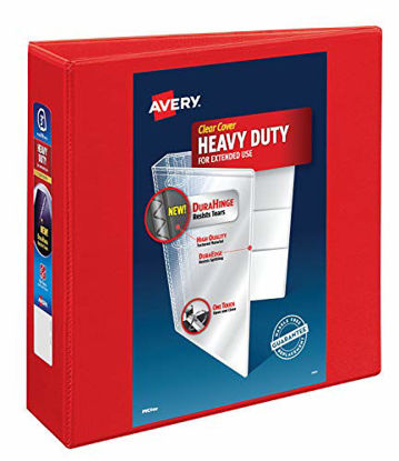 Picture of Avery Heavy Duty View 3 Ring Binder,3" One Touch EZD Ring, Holds 8.5" x 11" Paper, 1 Red Binder (79325)