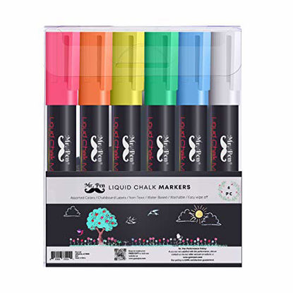 Picture of Mr. Pen- Chalk Markers, 6 Pack, Dual Tip, Assorted Color, 8 Labels, Chalk Markers for Blackboard, Liquid Chalk Markers, Chalkboard Markers, Window Markers, Liquid Chalk, Chalk Board Markers, Chalk Pen