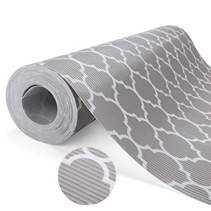 Picture of Glotoch Shelf Liners for Kitchen Cabinets 12 x 20 FT Non-Adhesive Cabinet and Drawer Liner Roll Double Sided Non-Slip Durable and Strong, Quatrefoil Grey