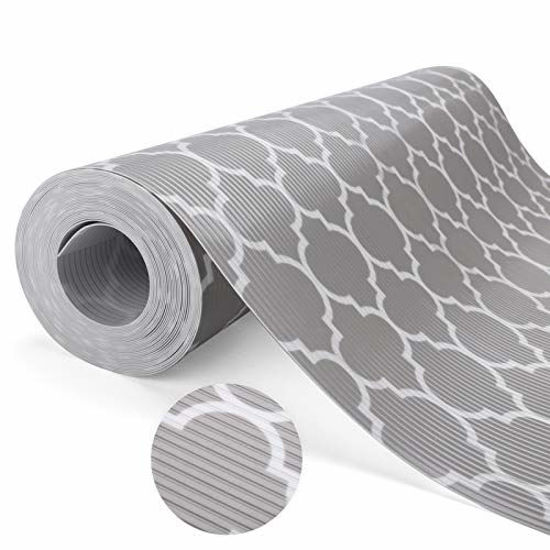 Picture of Glotoch Shelf Liners for Kitchen Cabinets 12 x 20 FT Non-Adhesive Cabinet and Drawer Liner Roll Double Sided Non-Slip Durable and Strong, Quatrefoil Grey