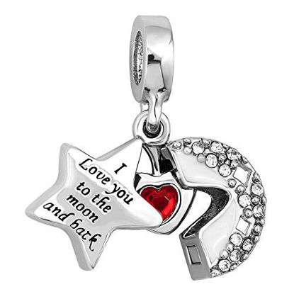 Picture of CharmSStory Heart I Love You To The Moon and Back Charm Jewelry Photo Beads For Bracelets (White)