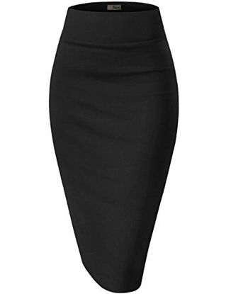Picture of Womens Premium Stretch Office Pencil Skirt KSK45002 Black Medium