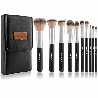 Picture of SHANY Black OMBRÉ Pro 10 PC Essential Brush Set with Travel Pouch