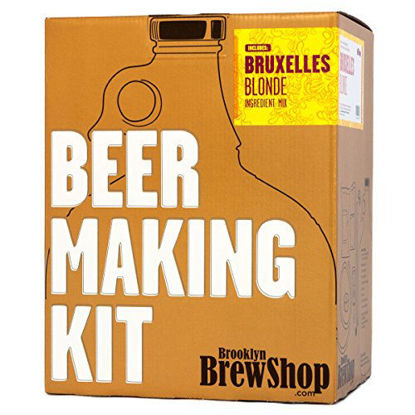 Picture of Brooklyn Brew Shop Bruxelles Blonde Beer Making Kit: All-Grain Starter Set With Reusable Glass Fermenter, Brew Equipment, Ingredients (Malted Barley, Hops, Yeast) Perfect to Brew Craft Beer At Home