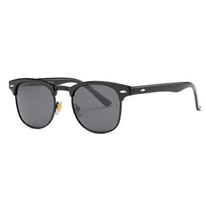Picture of AEVOGUE Polarized Sunglasses Semi-Rimless Frame Brand Designer Classic AE0369 (Black&Black Frame, 48)