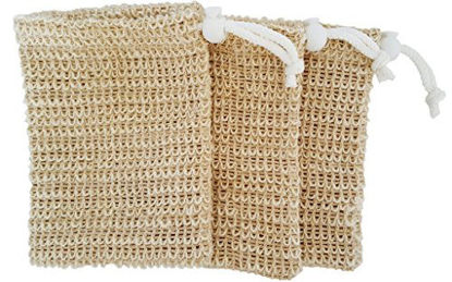Picture of Exfoliating Natural Sisal Soap Saver Bag Pouch (Sisal Soap Saver), 3 Pack