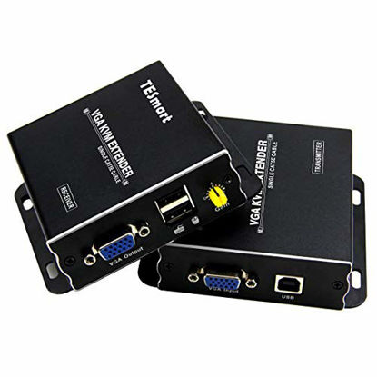 Picture of TESmart 1080P 60Hz Long Range 984ft USB VGA KVM Extender Over Cat5e Cat6 Ethernet Cable (up to 984ft/300m, Sender+Receiver)