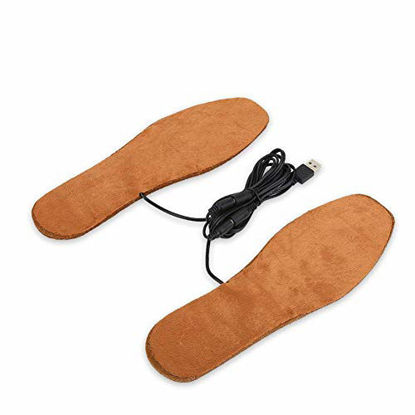 Picture of Heated Insoles, Unisex Foot Warmers Insoles USB Heating Shoes Pad (Color : Brown For Men)