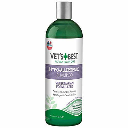Picture of Vet's Best Hypo-Allergenic Shampoo for Dogs | Dog Shampoo for Sensitive Skin | Relieves Discomfort from Dry, Itchy Skin | Cleans, Moisturizes, and Conditions Skin and Coat | 16 Ounces