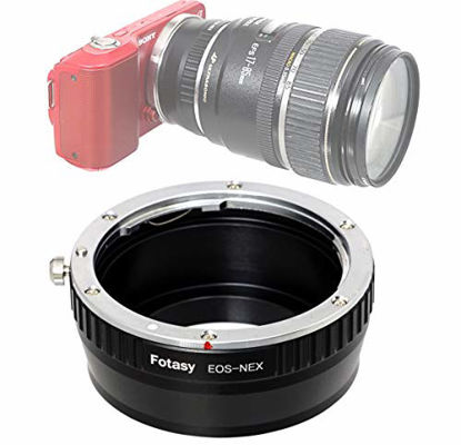 Picture of Fotasy Manual Canon EF Lens to Sony E-Mount Adapter, EF to EMount, EFs Lense to E Mount, fits Sony Alpha NEX-5T NEX-6 NEX-7 a Series, NAEF, Canon EF - E-Mount