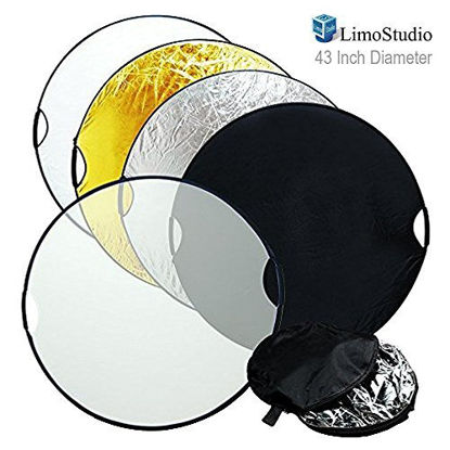 Picture of LimoStudio 43" Photo Video Studio Reflector, Hand Held 5-in-1 Collapsible Lighting Reflector Disc Board Panel, AGG736