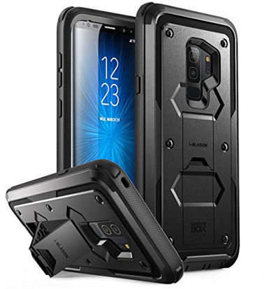 Picture of i-Blason Case Designed for Galaxy S9+ Plus (2018 Release), Armorbox V2.0 Full body Heavy Duty Protection Kickstand Shock Reduction / Bumper Case without Screen Protector (Black)