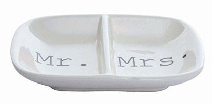 Picture of Creative Co-Op Ceramic "Mr. & Mrs." Two Section Dish, White