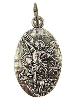 Picture of Archangel Saint St Michael 1" Silver Tone Medal Pendant
