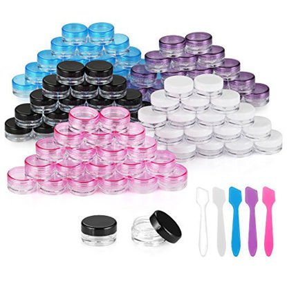 Picture of Accmor 100 Pieces 3g Empty Sample Containers with Lids Cosmetic Jars with 5 Pieces Mini Spatulas
