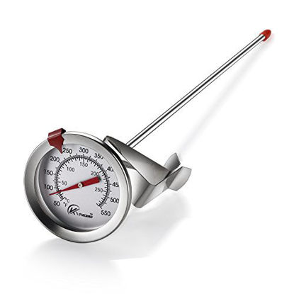 Picture of KT THERMO Deep Fry Thermometer With Instant Read,Dial Thermometer,12" Stainless Steel Stem Meat Cooking Thermometer,Best for Turkey,BBQ,Grill