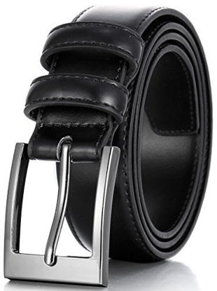 Picture of Marinos Men Genuine Leather Dress Belt with Single Prong Buckle - Black - 34
