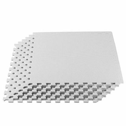 Picture of We Sell Mats 3/8 Inch Thick Multipurpose Exercise Floor Mat with EVA Foam, Interlocking Tiles, Anti-Fatigue for Home or Gym, 24 in x 24 in
