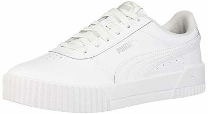 Picture of PUMA womens Carina Sneaker, Puma White-puma White-puma Silver, 8.5 US