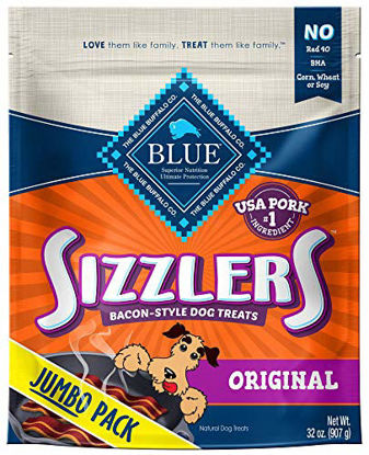 Picture of Blue Buffalo Sizzlers Natural Bacon-Style Soft-Moist Dog Treats, Original Pork 32-oz bag