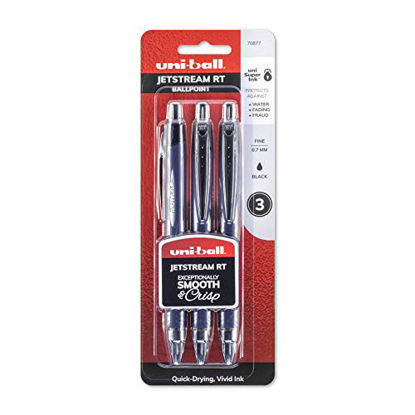 Picture of Uni-Ball Jetstream Retractable Ball Point Pens,0.7mm, Black Ink, 3-Count