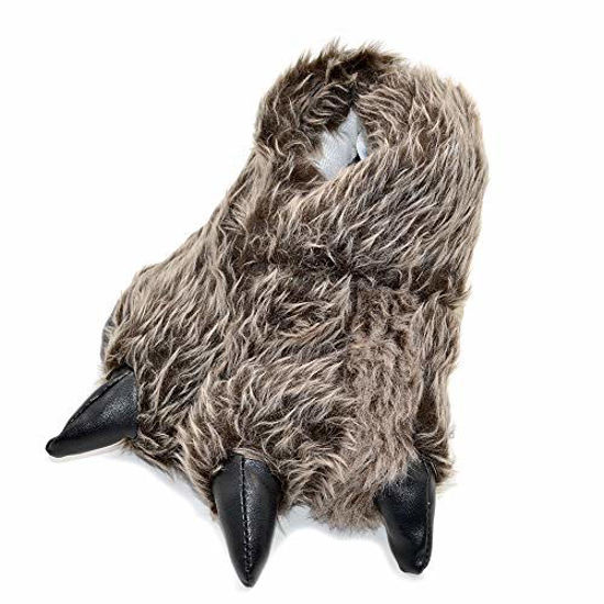 Picture of Millffy Funny Slippers Grizzly Bear Stuffed Animal Furry Claw Paw Slippers Toddlers, Kids & Adults Costume Footwear (Large - (Womens Size), Silver Timber Wolf)