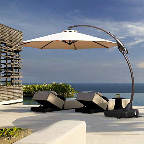 Grand patio napoli deluxe 11 ft curvy aluminum offset umbrella hotsell