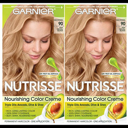 Picture of Garnier Hair Color Nutrisse Nourishing Creme, 90 Light Natural Blonde (Macadamia), 2 Count