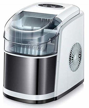 Picture of Joy Pebble Self-Cleaning Ice Maker Ice Machine Countertop,26lbs Bullet Ice Cube in 24H,9 Cubes Ready in 6-8 Minutes,2 Ice Sizes(S/L),Portable Ice Maker with Ice Scoop&Basket for Home/Office/Bar White