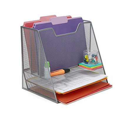 Picture of Mind Reader MESHBOX5-SIL 5 Compartment Mesh Desk Storage Organizer, Silver