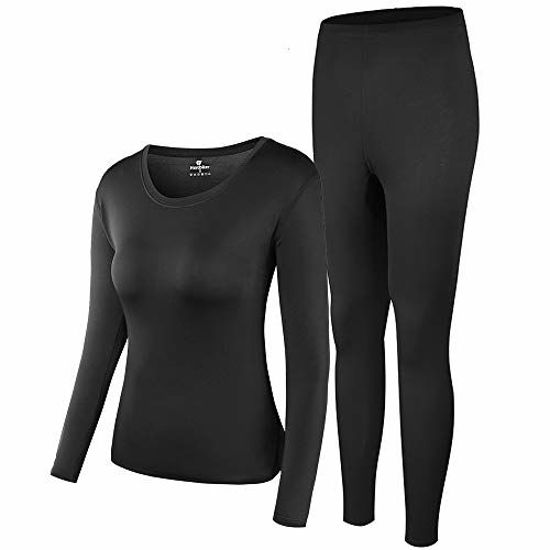 Picture of Thermal Underwear Women Ultra-Soft Long Johns Set Base Layer Skiing Winter Warm Top & Bottom Black