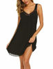 Picture of Ekouaer Womens Chemise Sleepwear Full Slips Lace Nightgown Cotton Jersey Lingerie (Black, Small)