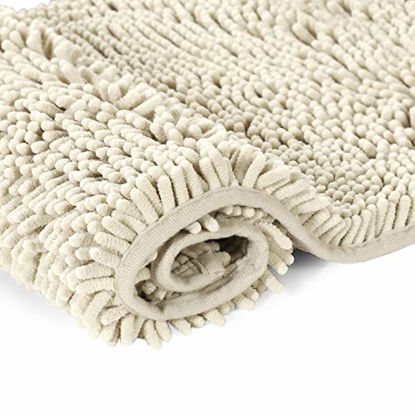 Picture of Cream Bath Mat Soft Shaggy Bathroom Rugs Rugs Luxury Microfiber Washable Bath Rug for Floor Bathroom Bedroom Living Room, 20 x 32 inches