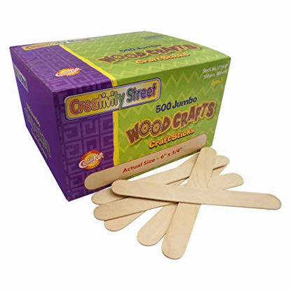 Picture of Chenille Kraft Natural Wood Craft Sticks, Jumbo Size, 6 x 3/4, Wood, Natural Wood, 500/Box (3776-01)