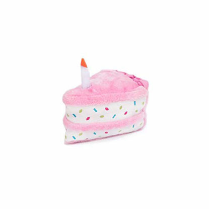 Picture of ZippyPaws - Birthday Cake Squeaky Dog Toy with Soft Stuffing - Pink