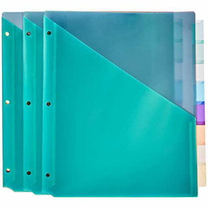 Picture of Amazon Basics Two Pocket Plastic Dividers, 8 Tab Set, Multicolor, Pack of 3 Sets