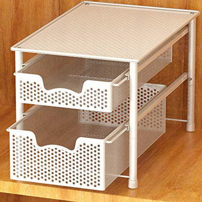 Picture of Simple Houseware Stackable 2 Tier Sliding Basket Organizer Drawer, White