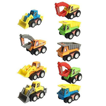 Picture of Fun Construction Vehicles Pull Back Car Toy for Boys Toddler Racing Game Excavator Bulldozer Dumper Truck Mini Engineering Toys Party Birthday Gifts Stocking Fillers Decoration (Color Random)