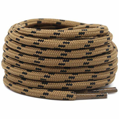 Picture of DELELE 2 Pair Non-slip Outdoor Mountaineering Hiking Walking Shoelaces Round Light Brown Black String Rope Boot Laces Strong Durable Bootlaces-47.24"