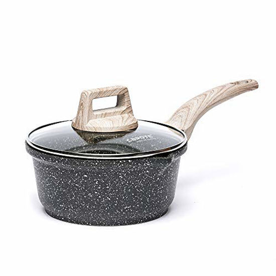 JEETEE 2.5 Quart Sauce Pan With Lid, Non Stick Small Pot With Coating