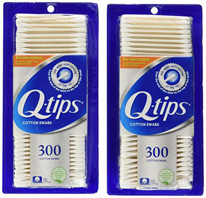 Picture of Q-tips Antimicrobial Cotton Swabs, 300 Count (Pack of 2)