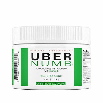 Picture of Uber Numb 5% Lidocaine Topical Anesthetic Cream Advanced Formula Rapid Absorption Non-Oily (4 Ounce (CR))