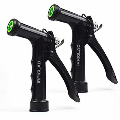 Picture of IRRIGLAD Hose Nozzle 2 Pack, Full Size Pistol Grip Water Nozzle Sprayer with Threaded Front, High Pressure Nozzle, Adjustable Spray Water Flow for Watering Plants, Showering Pet, Washing Car, Cleaning