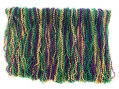 Picture of Mardi Gras Beads 33 inch 7mm, 10 Dozen, 120 Pieces (Purple Green Gold)